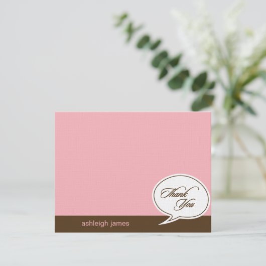 Talk Bubble Flat Bedankt Kaarten - Roze - (Staand voorkant)