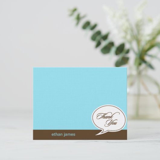 Talk Bubble Flat Dank je kaarten - Blauw - (Staand voorkant)