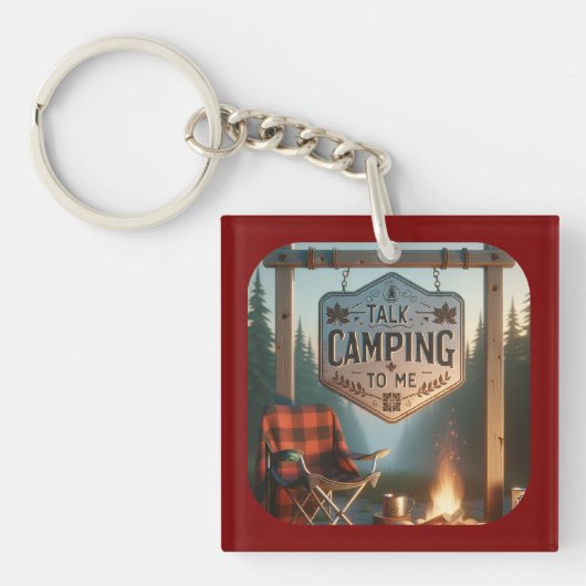 Talk Camping to Me – Keychain Adventure Gear (Voorkant)