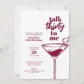 Talk Thirty to Me 30ste Cocktail Verjaardag Wit Kaart (Voorkant)