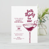 Talk Thirty to Me 30ste Cocktail Verjaardag Wit Kaart (Staand voorkant)