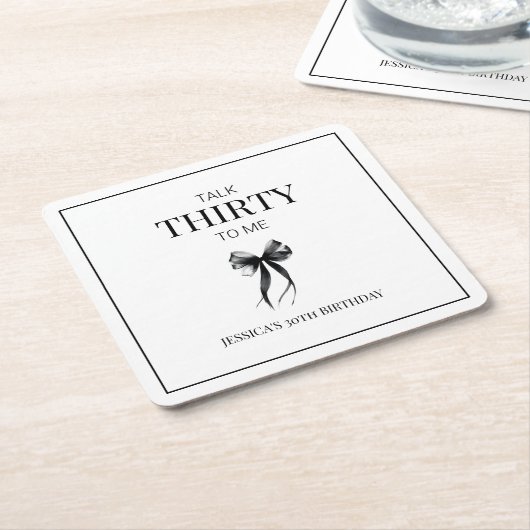 Talk Thirty to Me 30ste verjaardagsfeestje zwart w Kartonnen Onderzetters (Schuin)