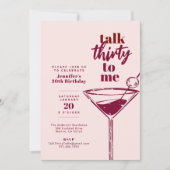 Talk Thirty to Me 30th Birthday Pink Cocktail Kaart (Voorkant)
