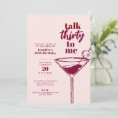 Talk Thirty to Me 30th Birthday Pink Cocktail Kaart (Staand voorkant)