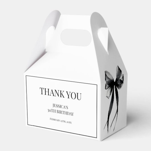 Talk Thirty to Me Black Bow 30e verjaardagsfeestje Bedankdoosjes (Achterkant)