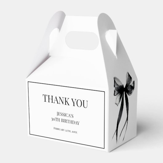 Talk Thirty to Me Black Bow 30e verjaardagsfeestje Bedankdoosjes (Voorkant Zijde)