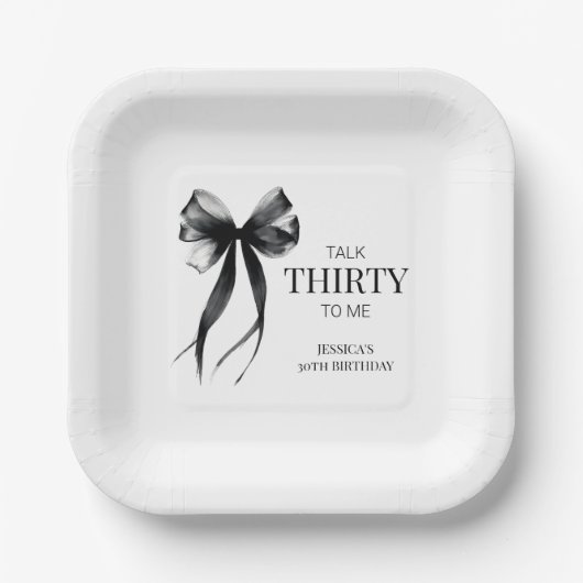 Talk Thirty to Me Black Chic 30ste verjaardagsfees Papieren Bordje (Voorkant)