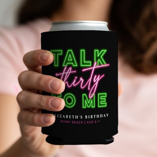 Talk Thirty To Me Dirty 30 Neon Groen & Roze Blikjeskoeler