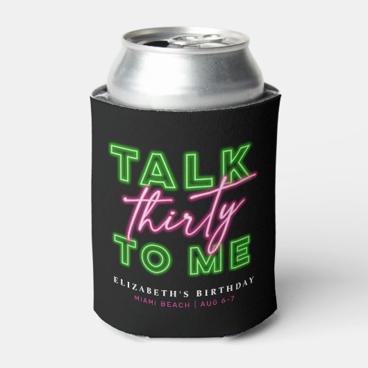 Talk Thirty To Me Dirty 30 Neon Groen & Roze Blikjeskoeler (Blikje Voorkant)