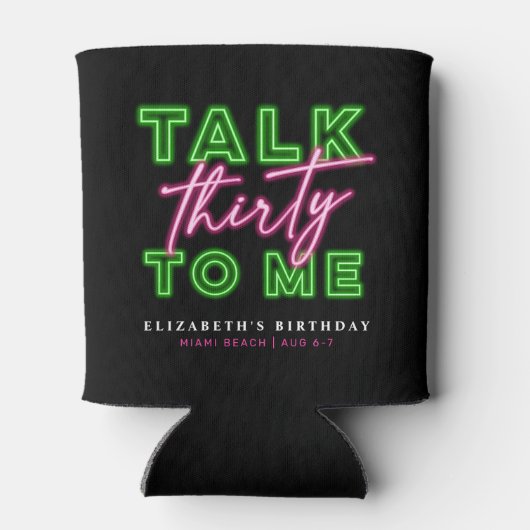 Talk Thirty To Me Dirty 30 Neon Groen & Roze Blikjeskoeler (Achterkant)