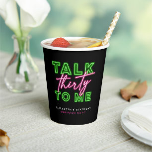 Talk Thirty To Me Dirty 30 Neon Groen & Roze Papieren Bekers