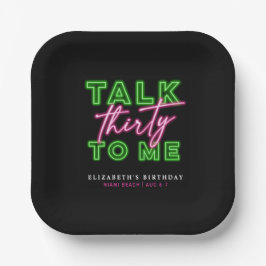 Talk Thirty To Me Dirty 30 Neon Groen & Roze Papieren Bordje