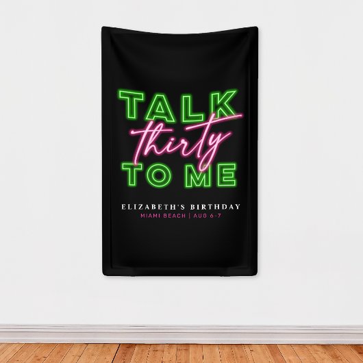 Talk Thirty To Me Dirty 30 Neon Groen & Roze Spandoek