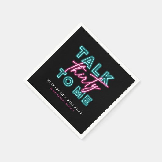 Talk Thirty To Me Dirty 30th Neon Blue & Pink Servet (Hoek)