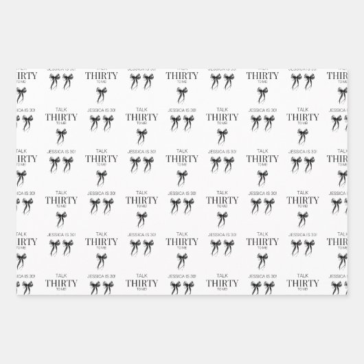 Talk Thirty to Me Eenvoudige Elegante Boog 30e Ver Inpakpapier Vel (Voorkant)