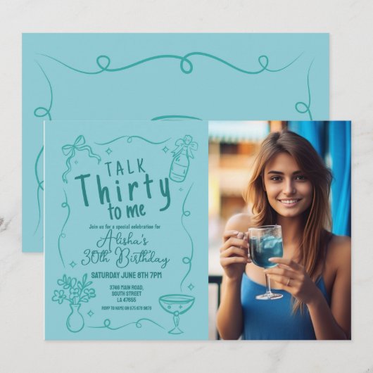 Talk Thirty To Me Foto 30th Night Out Verjaardag Kaart (Voorkant / Achterkant)