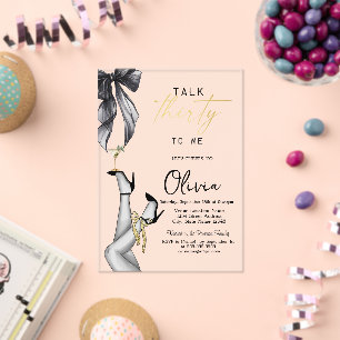 Talk Thirty To Me High Heels Martini 30e Verjaarda Acryl Uitnodigingen