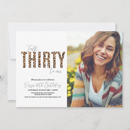 Talk Thirty to Me Leopard Photo Verjaardag voor vr Kaart (Voorkant)