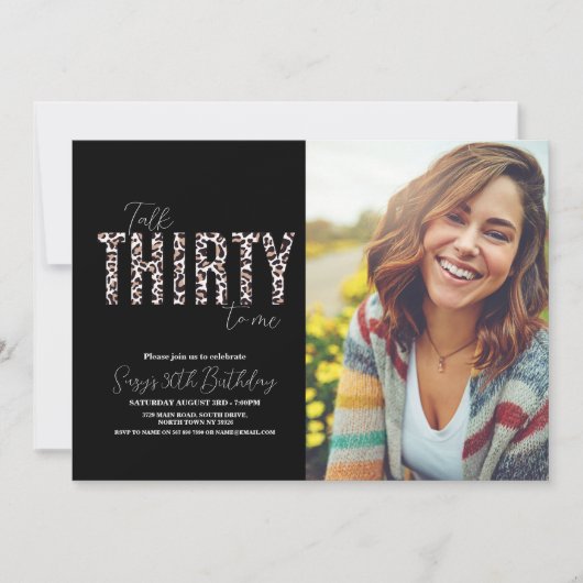 Talk Thirty to Me Leopard Photo Verjaardag voor vr Kaart (Voorkant)