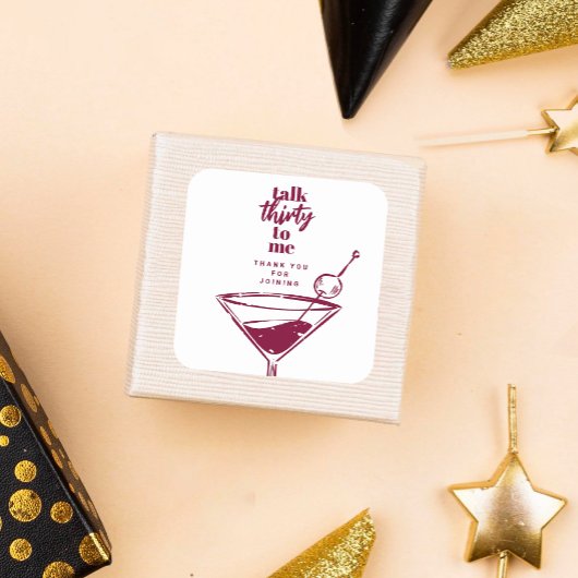 Talk Thirty to Me Martini 30ste verjaardagsfeestje Vierkante Sticker