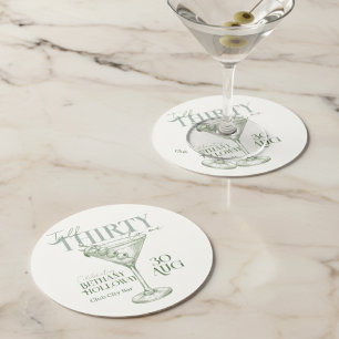 Talk Thirty To Me Martini Cocktail 30e Verjaardag Ronde Kartonnen Onderzetter