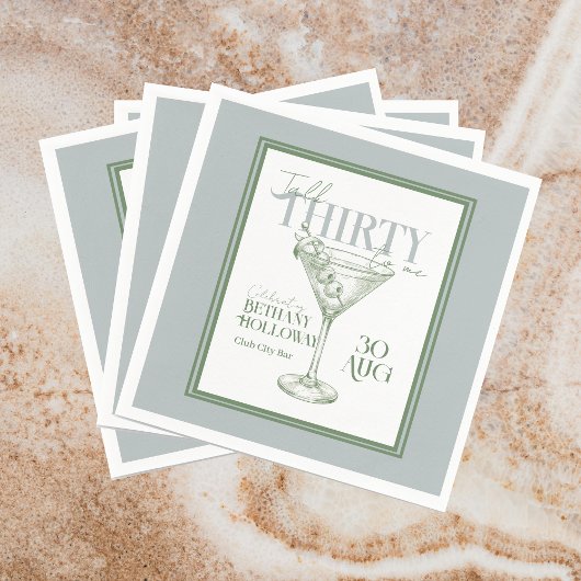 Talk Thirty To Me Martini Cocktail 30th Birthday Servet