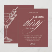 Talk thirty to me Minimalist 30th Birthday Party Bedankkaart (Voorkant / Achterkant)