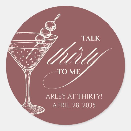 Talk thirty to me Modern Minimalist 30th Birthday  Ronde Sticker (Voorkant)