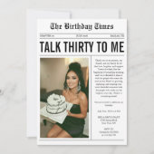 Talk Thirty To Me Newspaper 30th Birthday Kaart (Voorkant)