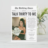 Talk Thirty To Me Newspaper 30th Birthday Kaart (Staand voorkant)