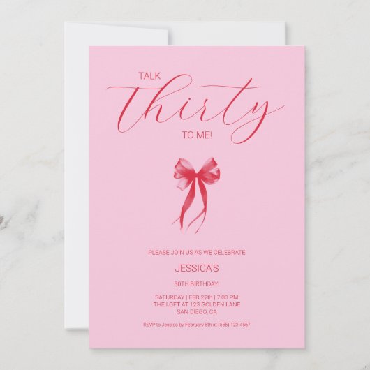 Talk Thirty to Me Roze Elegant 30ste Verjaardagsfe Kaart (Voorkant)