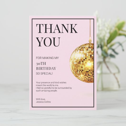 Talk Thirty to Me Roze en Goud 30ste Verjaardag Bedankkaart (Staand voorkant)