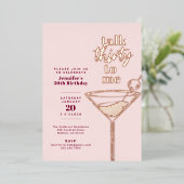 Talk Thirty to Me Verjaardag Cocktail Party Pink Folie Uitnodiging (Staand Voorkant)
