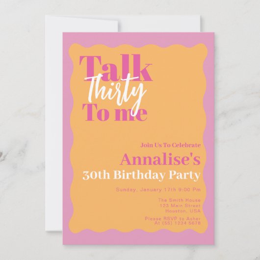 Talk Thirty to Me Wavy Border 30ste verjaardagsfee Kaart (Voorkant)