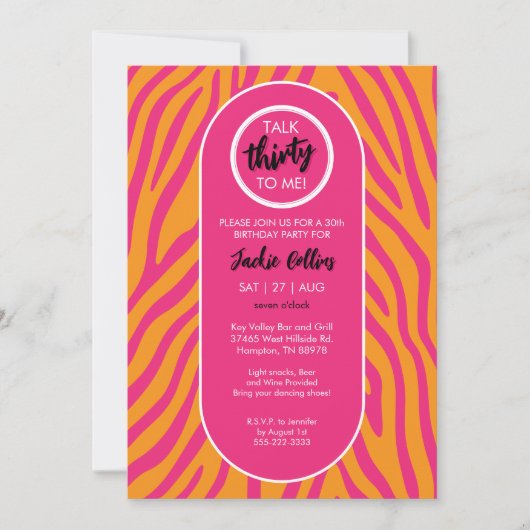 Talk Thirty to Me Zebra Stripe 30ste verjaardagsfe Kaart (Voorkant)