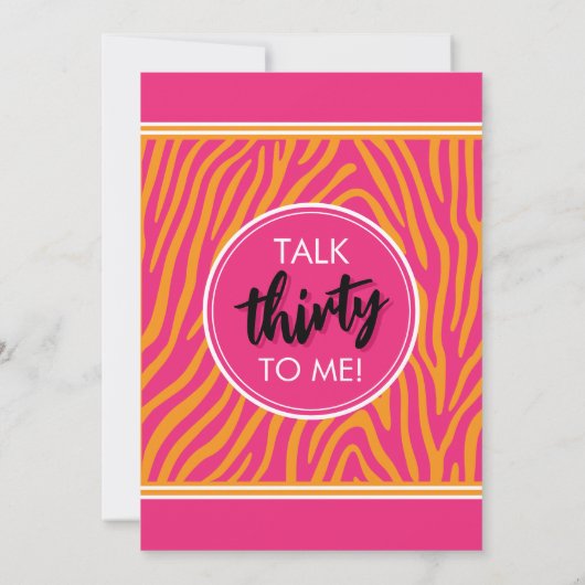 Talk Thirty to Me Zebra Stripe 30ste verjaardagsfe Kaart (Achterkant)