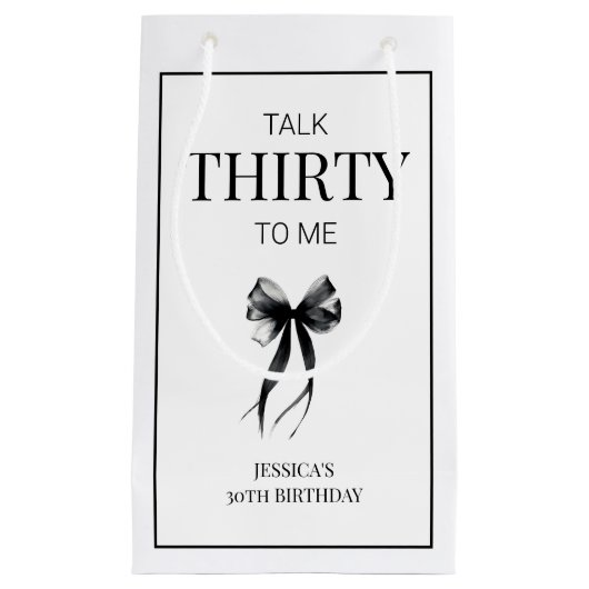 Talk Thirty to Me Zwart Eenvoudig 30e Verjaardagsf Klein Cadeauzakje (Voorkant)
