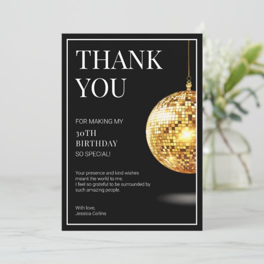 Talk Thirty to Me Zwart en Goud 30e verjaardag Bedankkaart (Staand voorkant)