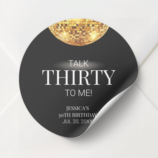 Talk Thirty to Me Zwart en Goud 30e verjaardag Ronde Sticker