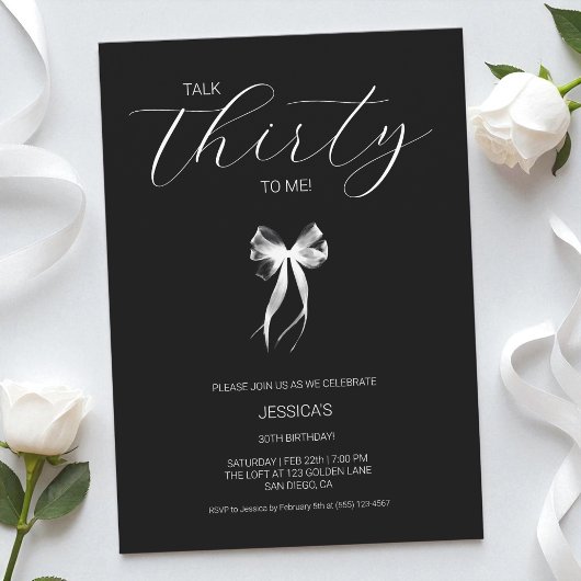 Talk Thirty To Me Zwart-wit 30e verjaardag Kaart