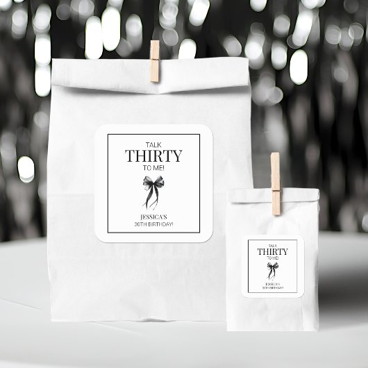 Talk Thirty to Me Zwart-wit 30ste verjaardag Vierkante Sticker