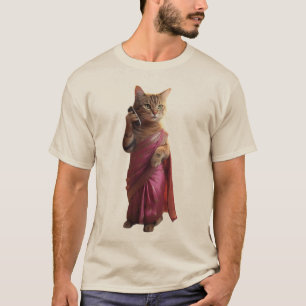 Talkatief Kat in een Sari - Mode ontmoet plezier T-shirt