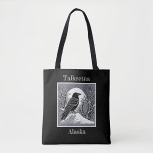 Talkeetna Alaska Raven in de sneeuw Tote Bag