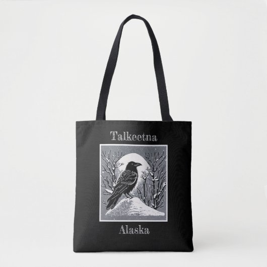 Talkeetna Alaska Raven in de sneeuw Tote Bag (Voorkant)