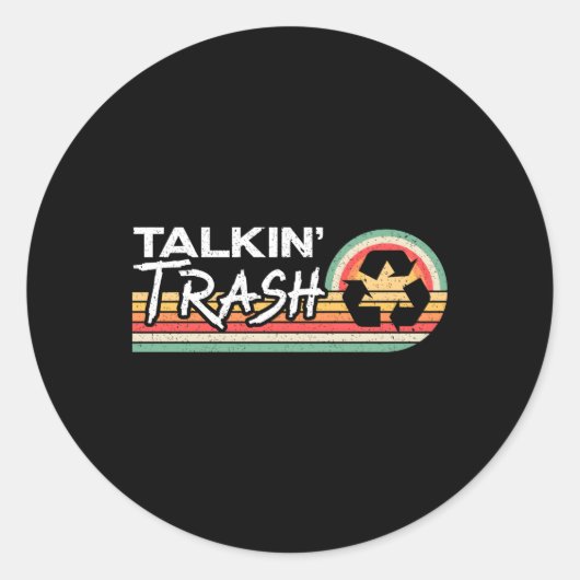 Talkin Trash Garbage Truck Trash Collector Recycli Ronde Sticker (Voorkant)