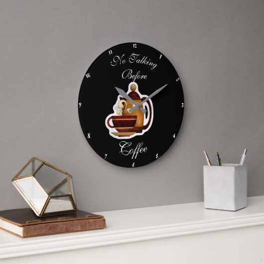 Talking Before Coffee Humorous Clock 1 Grote Klok (Kantoor)