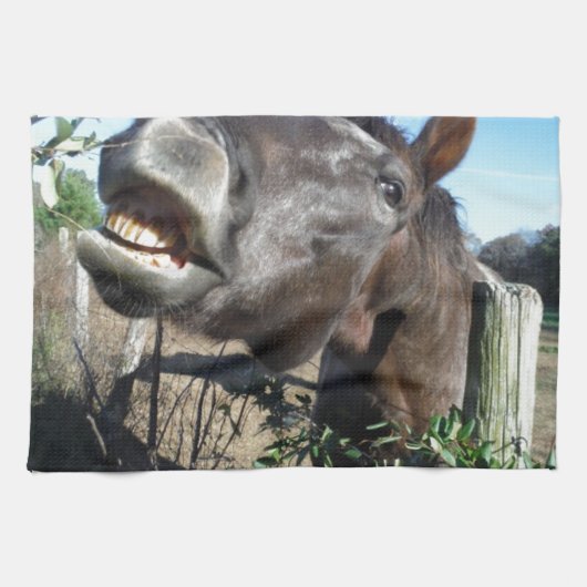 Talking Brown Horse Theedoek (Horizontaal)