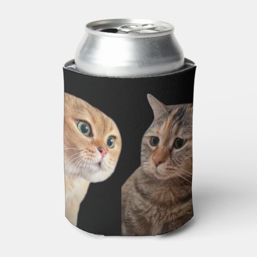 Talking Cats Meme Dubbelzijdig Zwart Blikjeskoeler (Blikje Voorkant)