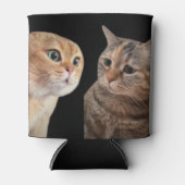 Talking Cats Meme Dubbelzijdig Zwart Blikjeskoeler (Voorkant)