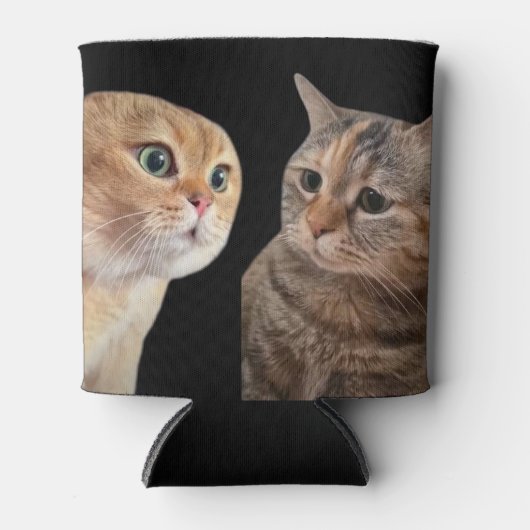 Talking Cats Meme Dubbelzijdig Zwart Blikjeskoeler (Voorkant)